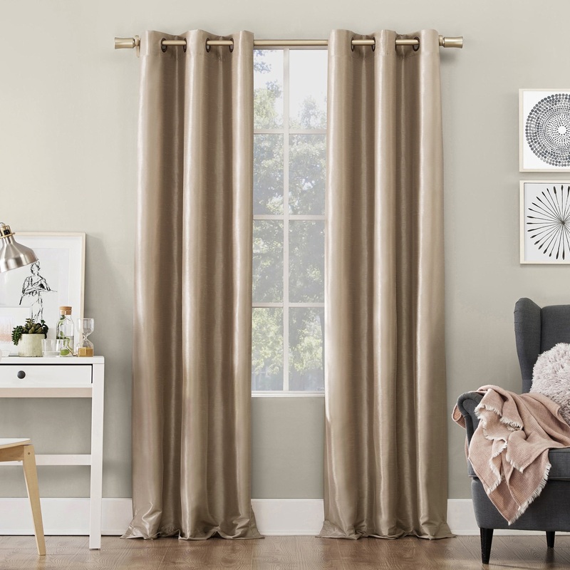 Sun Zero Bardot Dupioni Faux Silk Total Blackout Grommet Curtain Panel, Single Panel