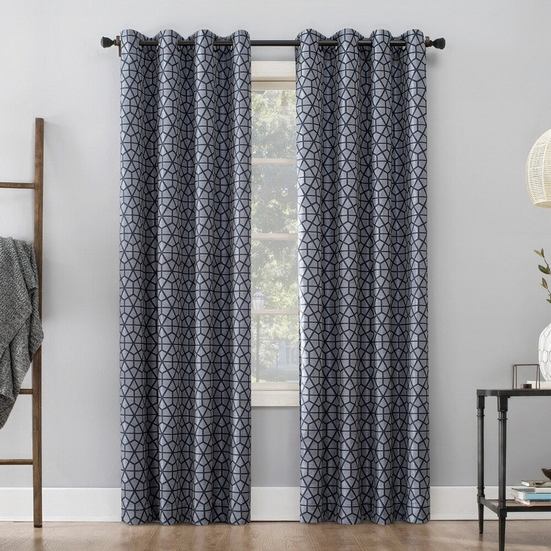 Sun Zero Burke Twill Mosaic Extreme 100% Blackout Grommet Curtain Panel, Single Panel