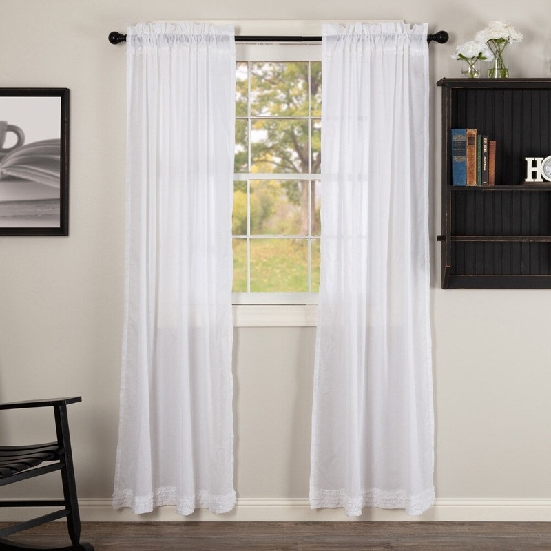 White Ruffled Sheer Panel Set of 2 84x40 - Panel 84x40