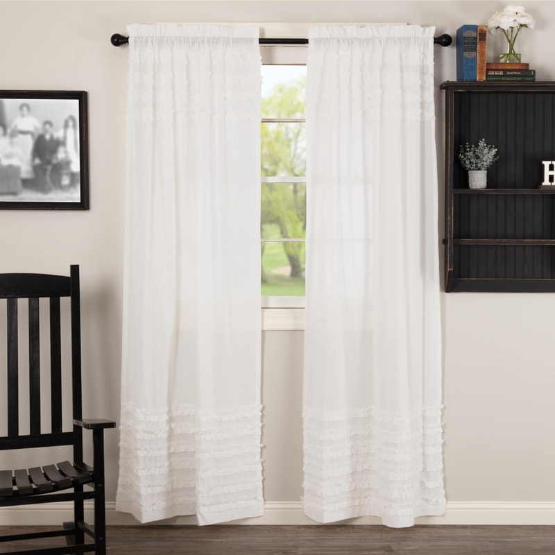 White Ruffled Sheer Petticoat Panel Set of 2 84x40 - Panel 84x40
