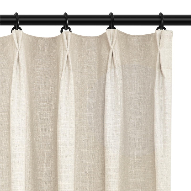 100% Blackout Curtains Pinch Pleated Linen Blackout Curtains 96 Inch Length 2 Panels Set,Linen Curtain Drapes W40 x L96