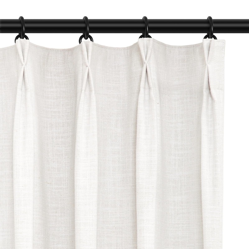 100% Blackout Curtains, Pinch Pleated Linen Blackout Curtains 96 Inch Length 2 Panels Set, Thermal Room Darkening