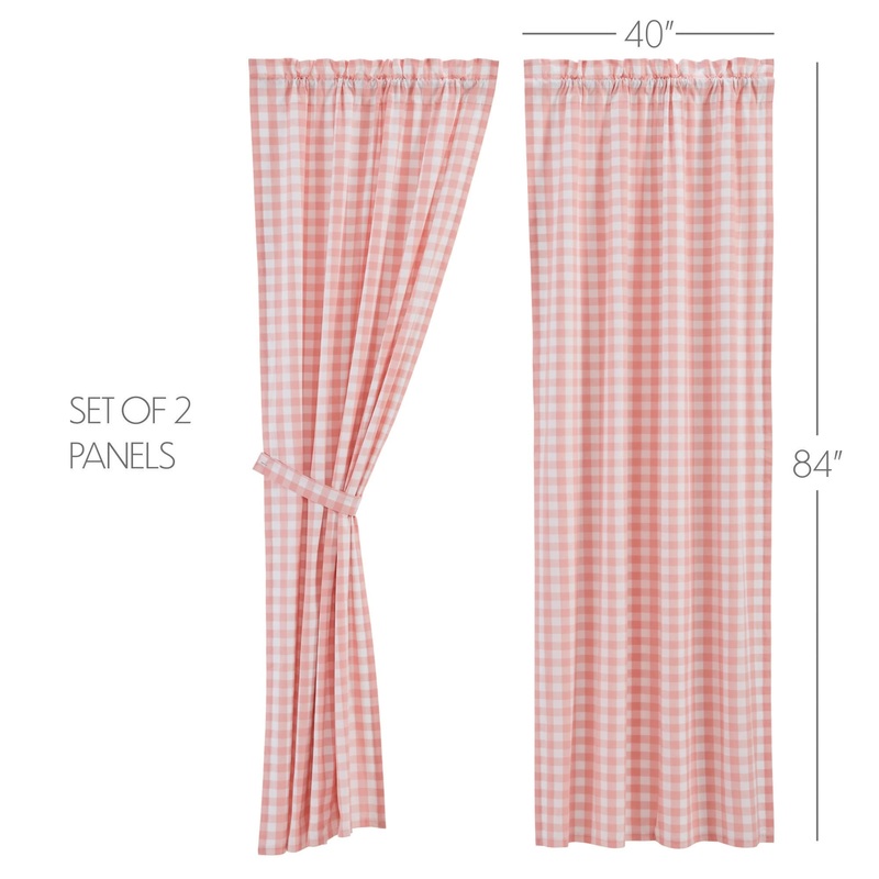 Annie Buffalo Coral Check Panel Set of 2 84x40