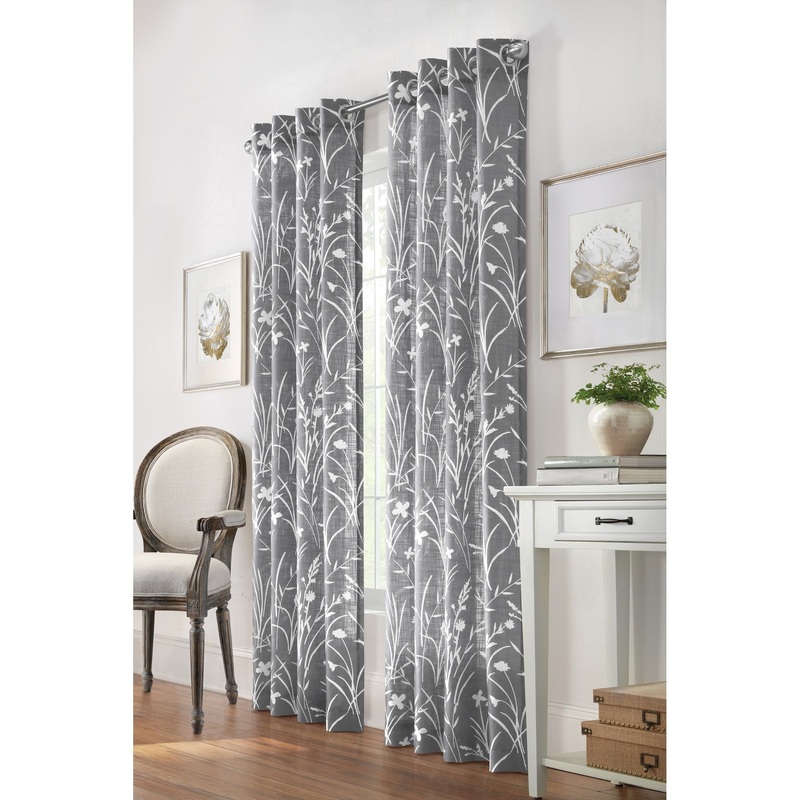Bradford Floral Print Linen Curtain Panel by Habitat