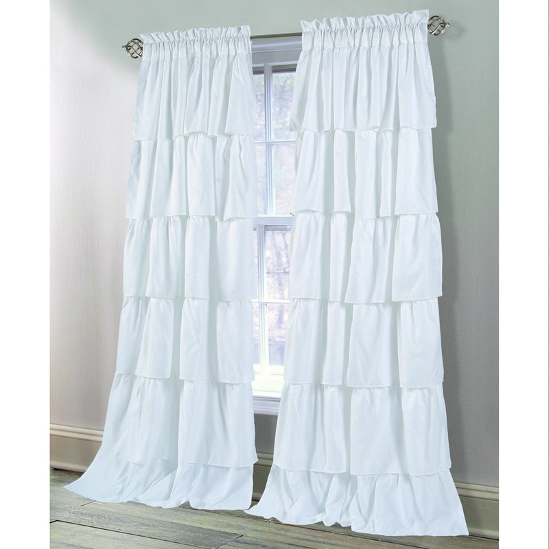 Carnival Rod Pocket Ruffled Curtain Panel Pair