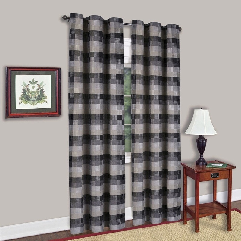 Classic Black Checkered 42-inch x 84-inch Decorative Window Panel - 84"x42"