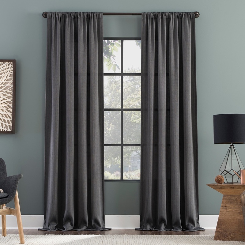 Clean Window Raw Texture Recycled Fiber Semi-Sheer Curtain Panel, Single Panel