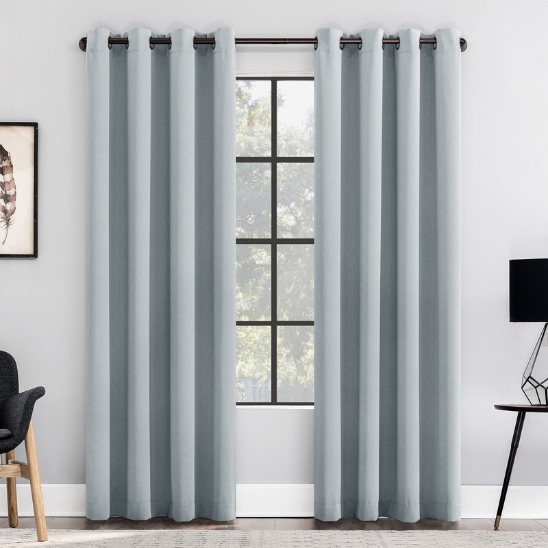 Clean Window Textured Weave Anti-Dust Blackout Grommet Curtain Panel, Single Panel