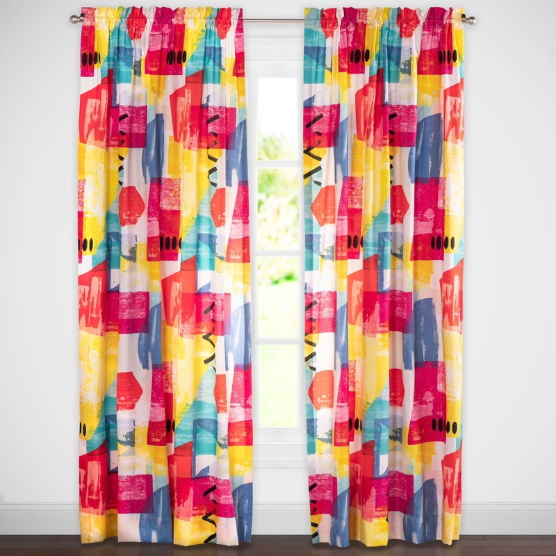 Crayola Abstraction 50x84 Rod Pocket Curtain Panel - 50 inches x 84 inches