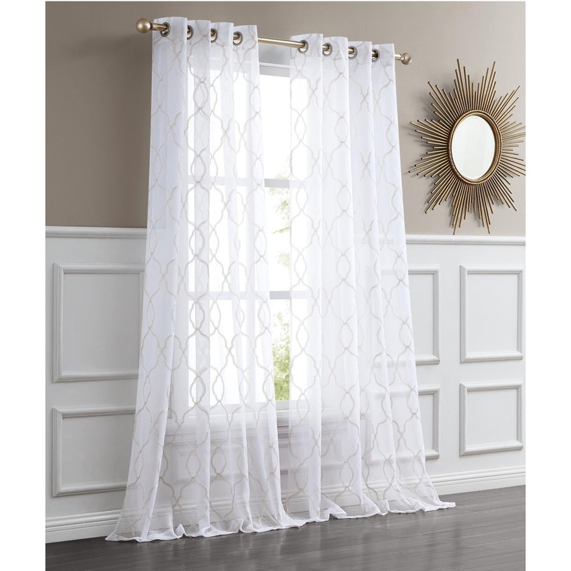 Dainty Home Springfield 3D Embroidered Lurex Grommet Single Panel Extra Wide Curtains - 54" x 84"