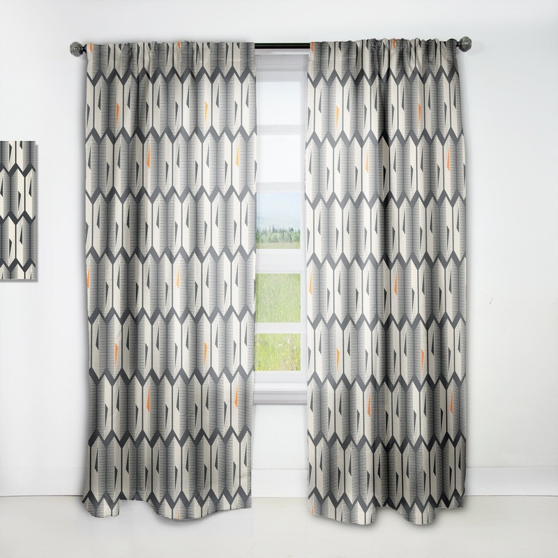Designart 'Abstract Retro Triangular Geometrics' Mid-CenturyCurtain Single Panel