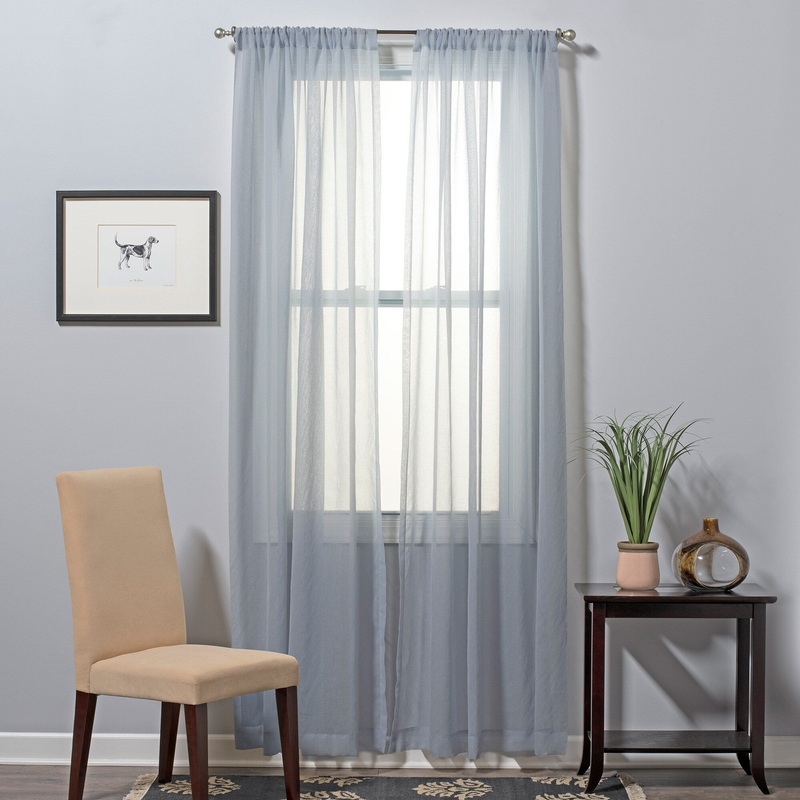 Solid Color Basic Sheer Curtain Set Of Two Panels, Rod Pocket