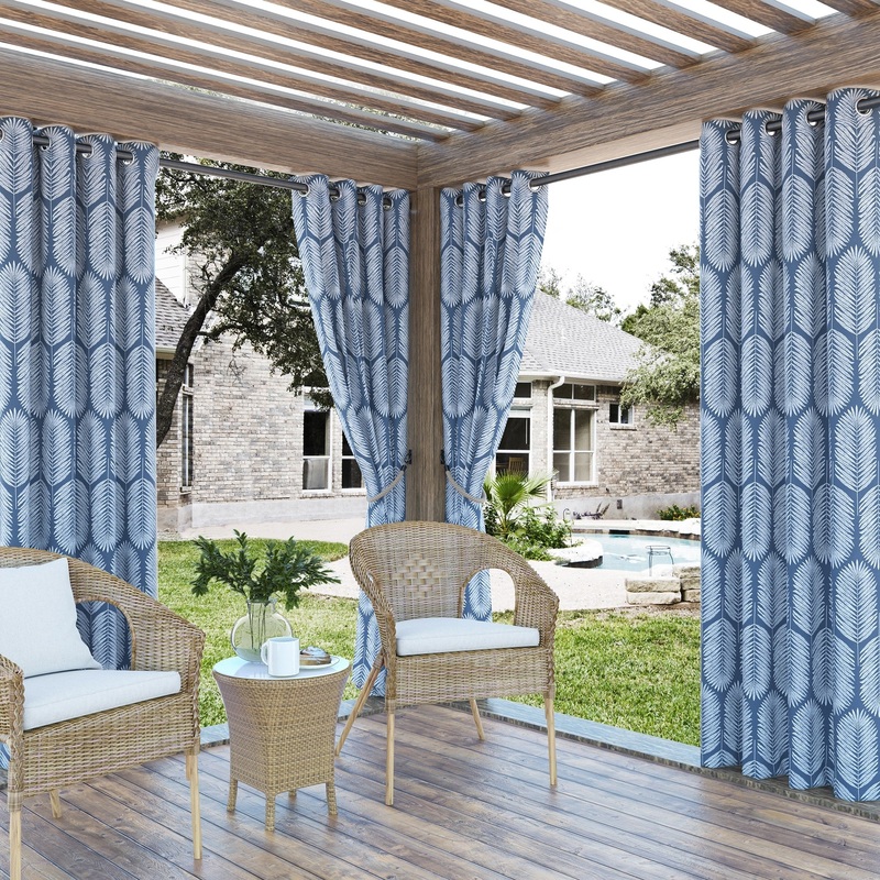 Sun Zero Borneo Tropical Foliage Indoor Outdoor UV Protectant Room Darkening Grommet Curtain Panel