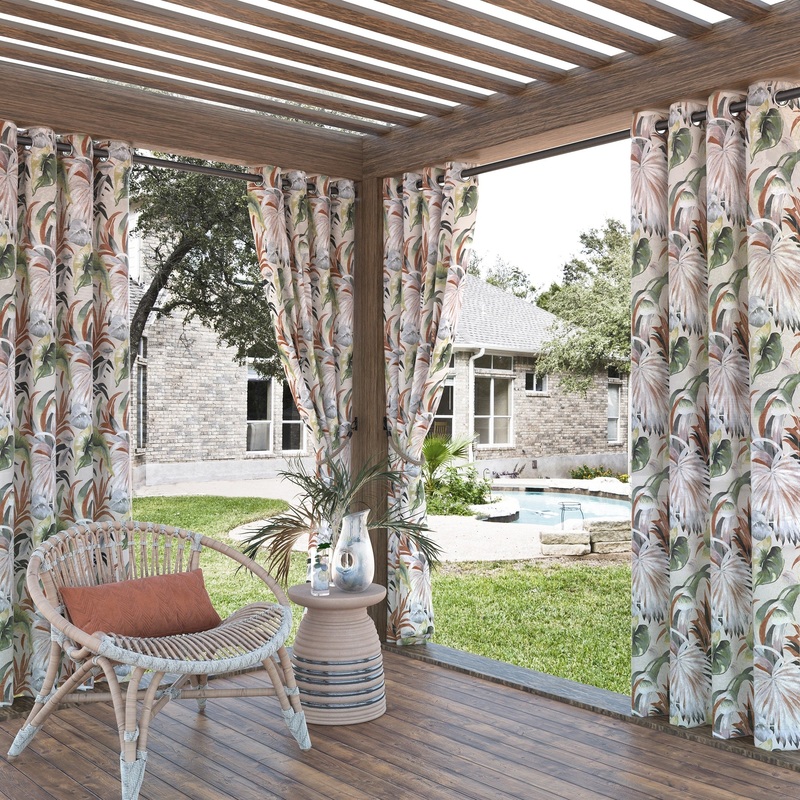 Sun Zero Fiji Botanical Print Indoor Outdoor UV Protectant Room Darkening Grommet Curtain Panel