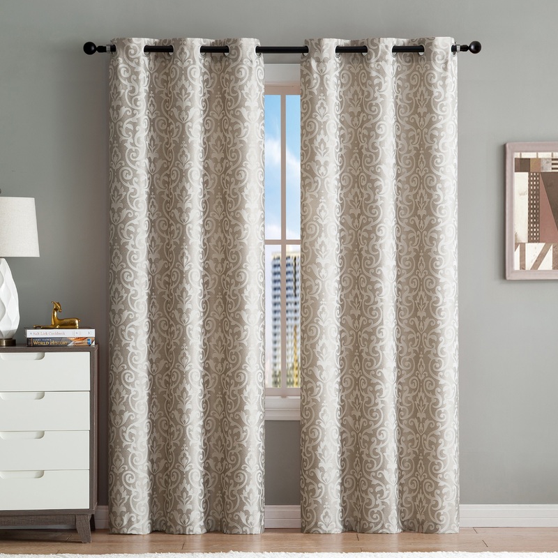 Taupe Sophie Jacquard Curtain Panel Set - 38" x 84"
