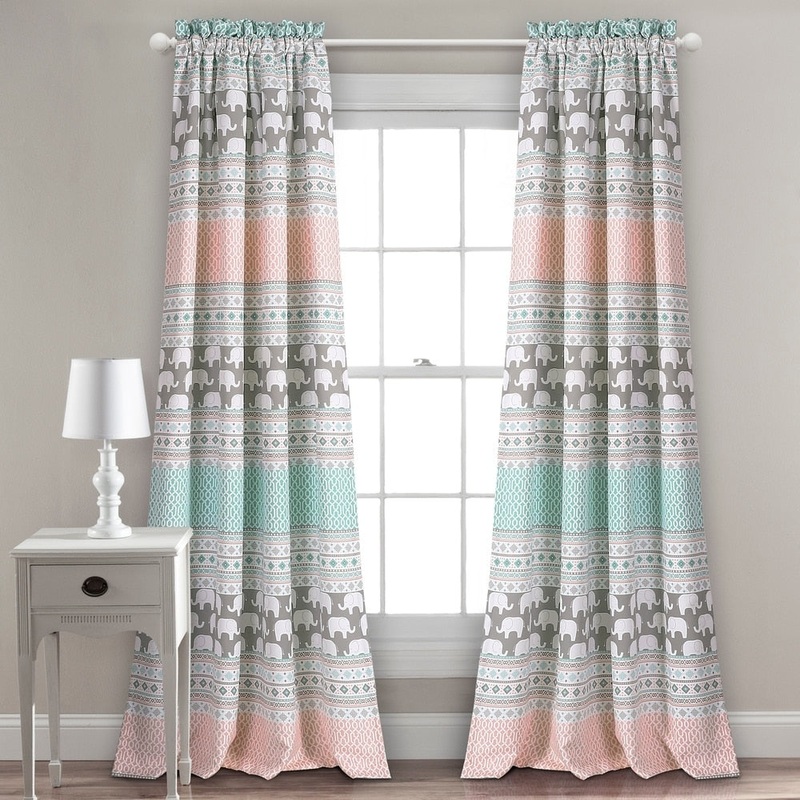 Taylor & Olive Hubbard Elephant Stripe Room Darkening Window Curtain Panel Pair
