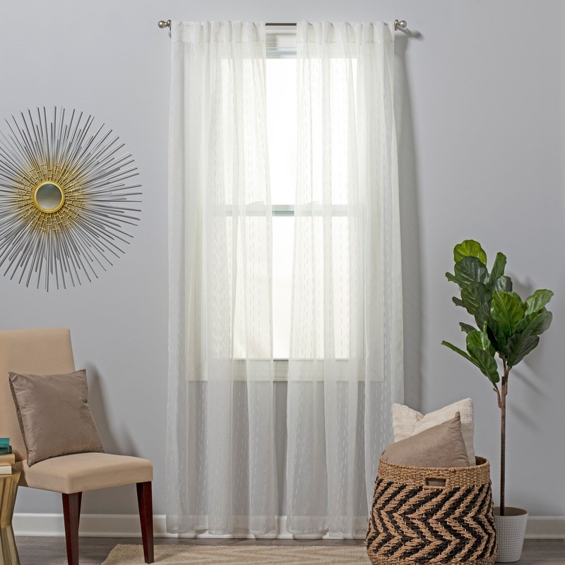 Ticking Stripe Sheer Curtain Set of Two Panels