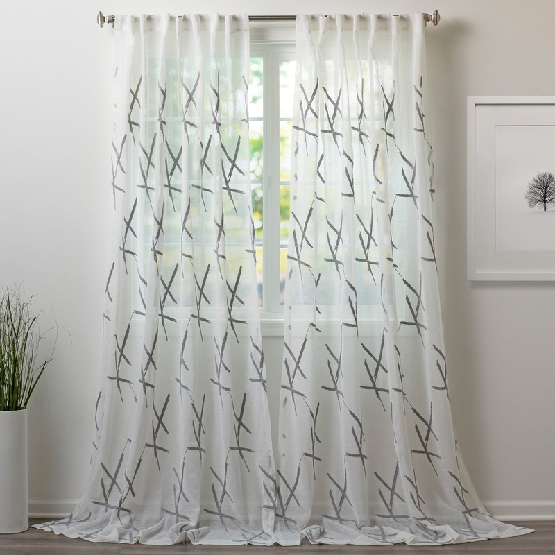 XFactor Embroidered Drapery Panel, Hidden Rod Pocket