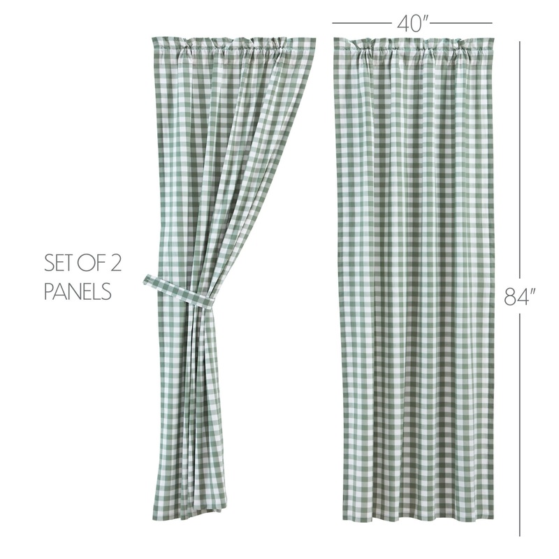 Annie Buffalo Green Check Panel Set of 2 84x40