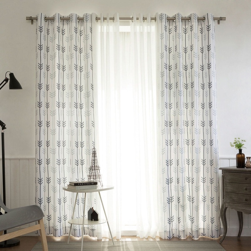 Aurora Home Mix & Match Arrow Print Room Darkening and Sheer 4 Piece Curtain Panel Set - 52"W x 84"L