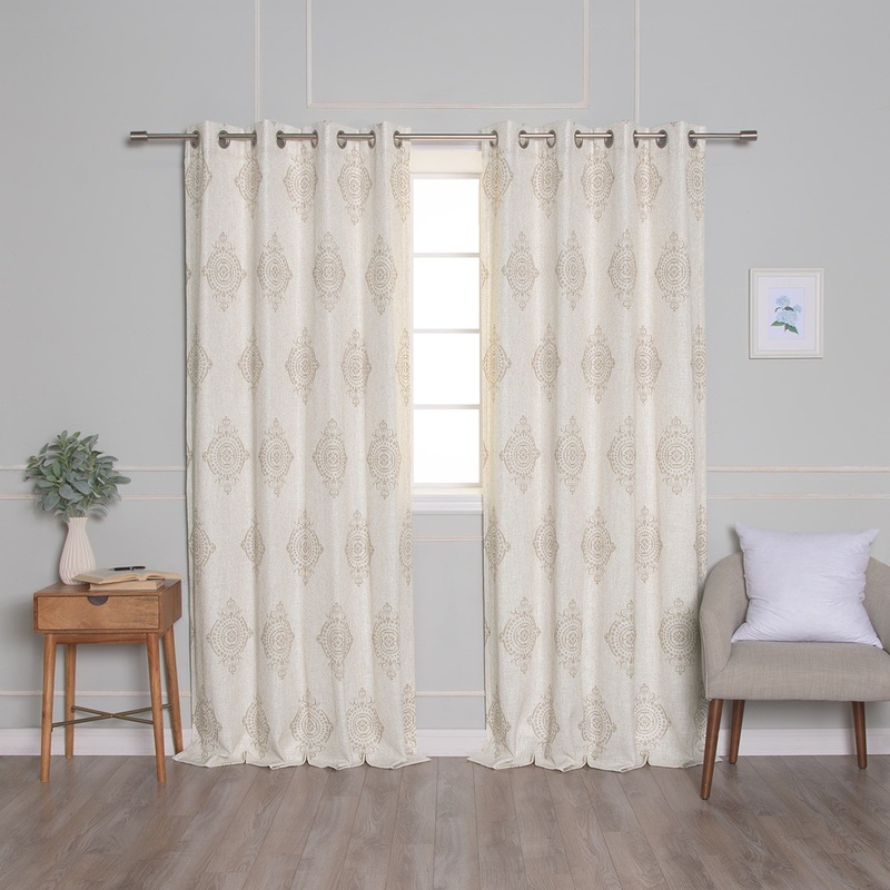 Aurora Home Royal Medallion Linen Blend Blackout Curtain