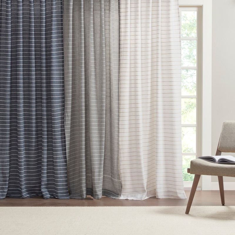 Cashel Texture Striped 100-percent Recycled Fiber Woven Antimicrobial Window Panel Pair by Clean Spaces - 84" Panel