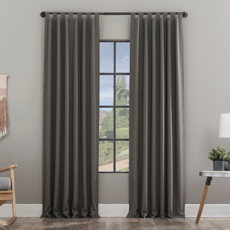 Clean Window Heathered Texture Recycled Fiber Semi-Sheer Tab Top Curtain Panel, Single Panel