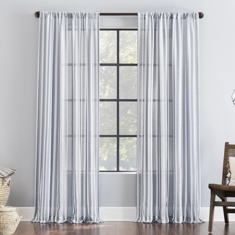Clean Window Leno Weave Stripe Anti-Dust Sheer Curtain Panel, Single Panel