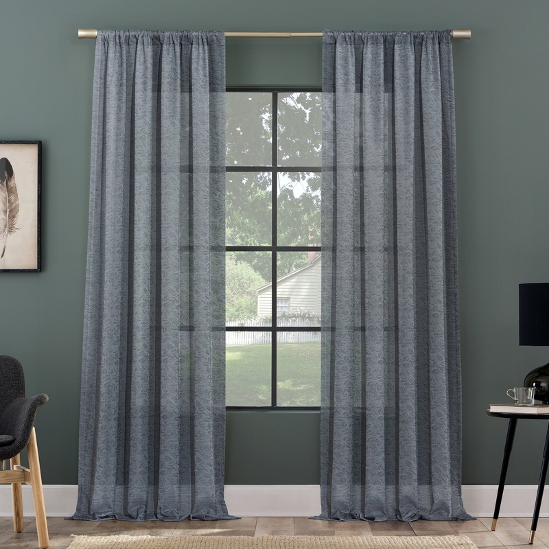 Clean Window Subtle Foliage Recycled Fiber Sheer Curtain Panel, Single Panel