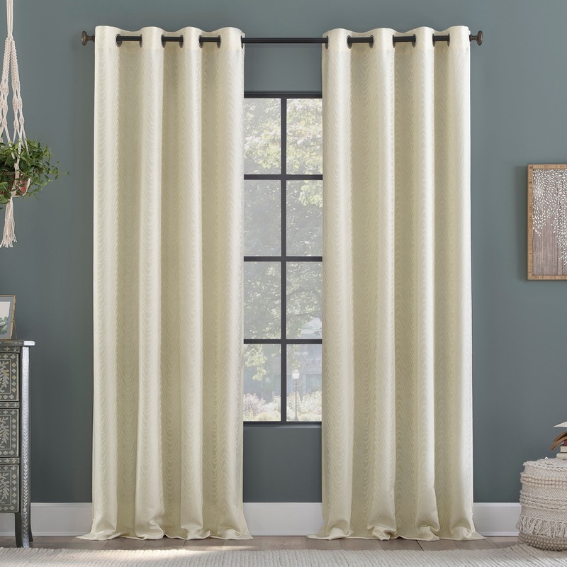 Clean Window Subtle Woodgrain Recycled Fiber Semi-Sheer Grommet Curtain Panel, Single Panel