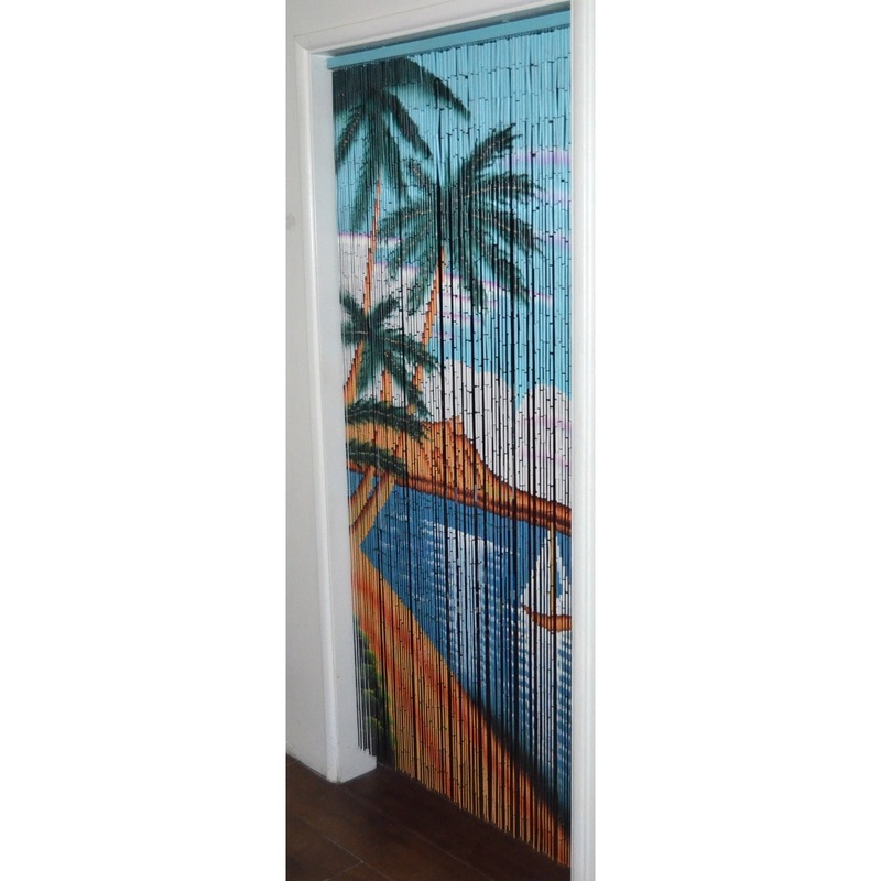 'Palm Beach Serenity' Bamboo Beaded Curtain - 36 x 80