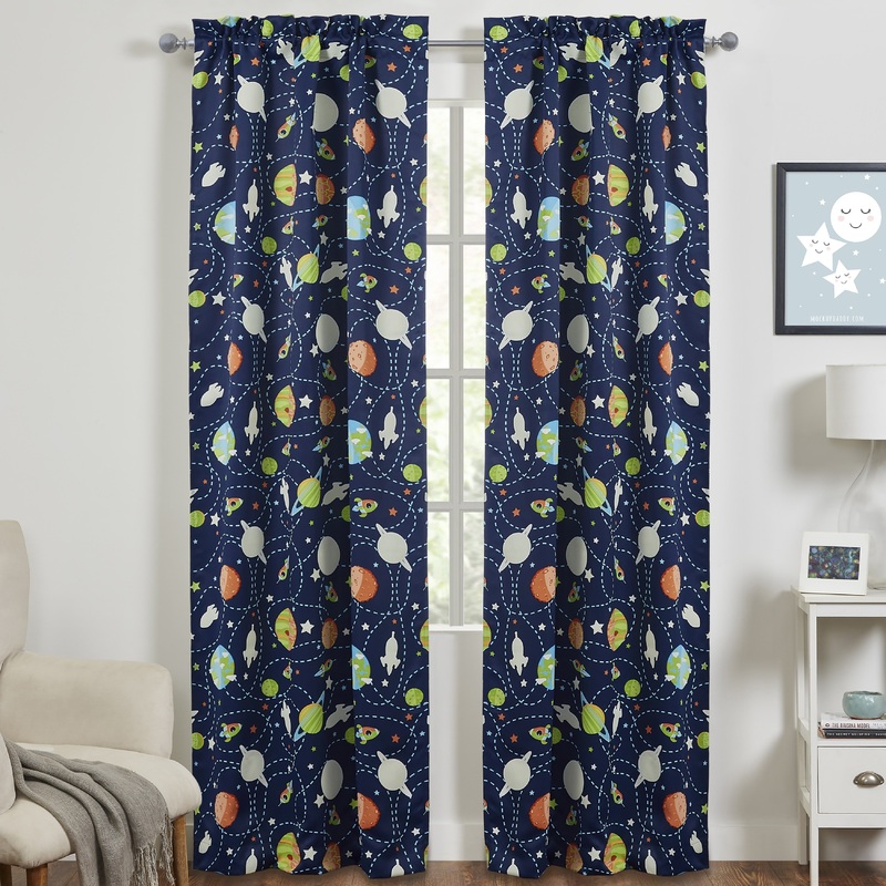 VCNY Home Into Space Glow in the Dark Rod Pocket Curtain Panel Pair