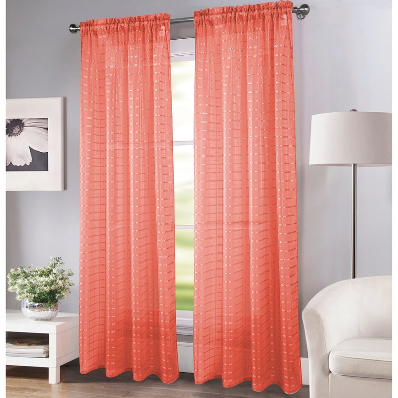 RT Designer's Collection Wanda Box Voile 84-inch Grommet Curtain Panel Pair - (2x) 38 x 84 in. - (2x) 38 x 84 in.