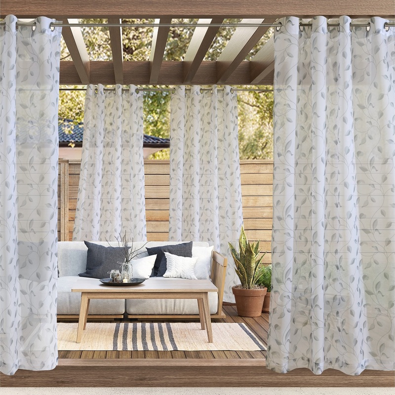 Two Tone Leaf Indoor/Outdoor Grommet Curtain Panel by Outdoor Decor