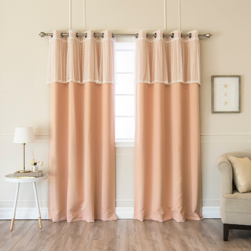 Aurora Home Mix & Match Dotted Lace Valance and Blackout Curtain Panel Pair