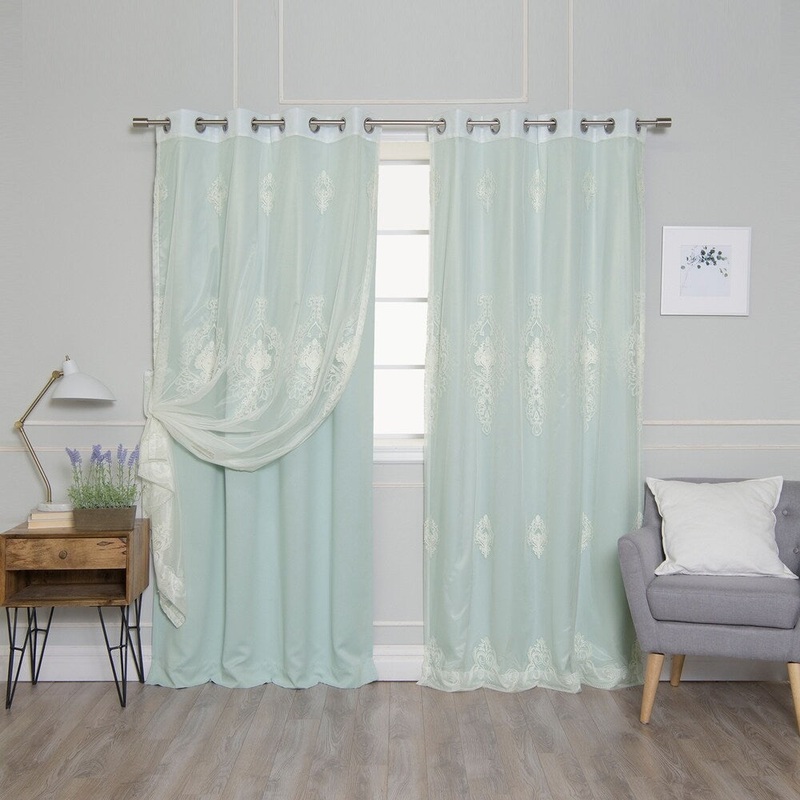 Aurora Home Mix & Match Pearl Sheer and Blackout 4 Piece Curtain Panel Set
