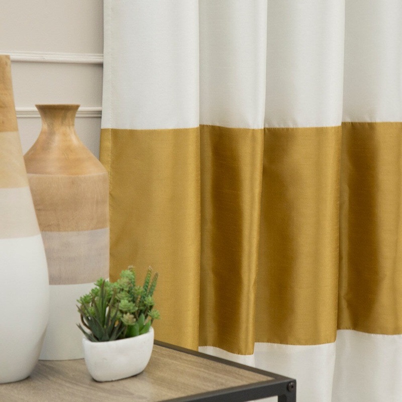 Aurora Home Striped Dupioni Grommet Top Blackout Curtain Panel Pair