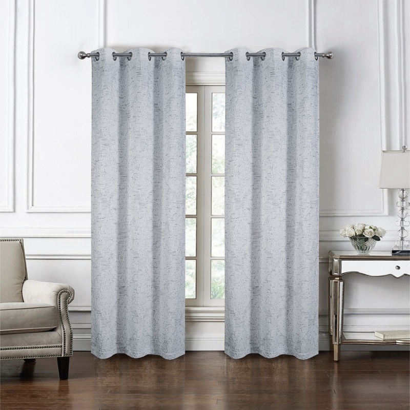 Bayside Textured Jacquard 84-in. Grommet Curtain Panel Pair (Set of 2)