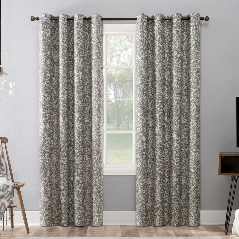 Sun Zero Ayako Paisley Printed Thermal Extreme 100% Total Blackout Grommet Curtain Panel