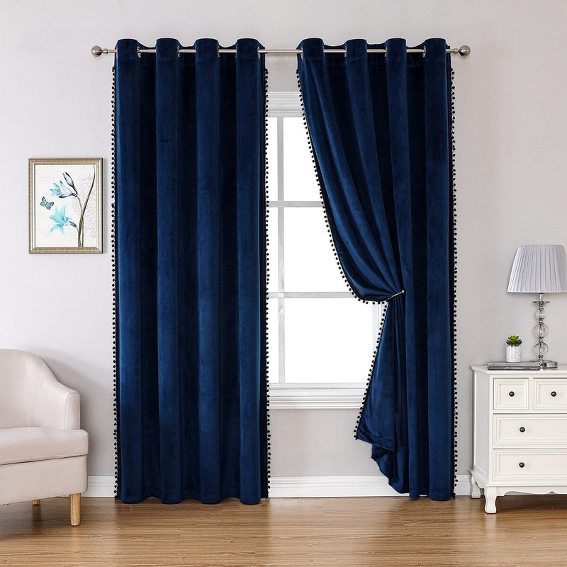 Tasseled Blackout Curtain for Bedroom and Living Room 2 Panels - 84"L x 42"W