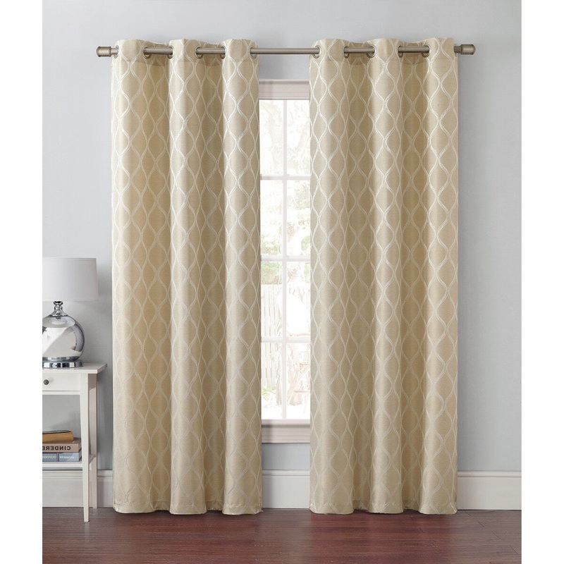 VCNY Home Mercer Taupe Geometric Grommet Curtain Panel - 38" x 84"