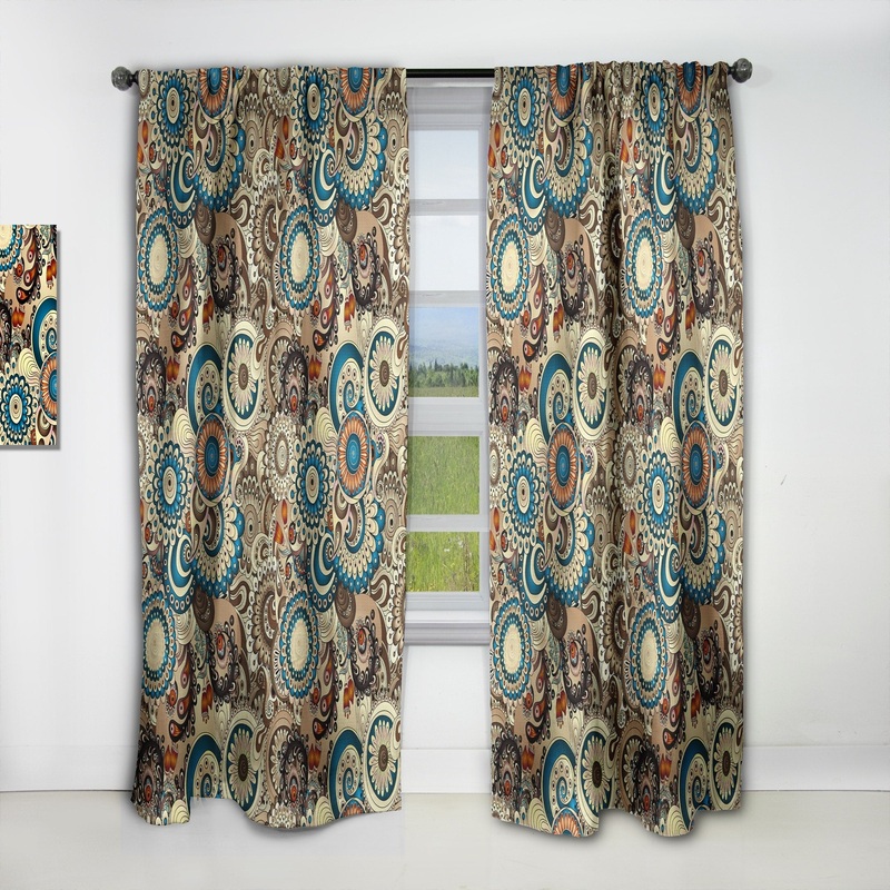 Designart 'Floral Pattern with Doodles & Cucumbers' Bohemian & Eclectic Blackout Curtain Single Panel