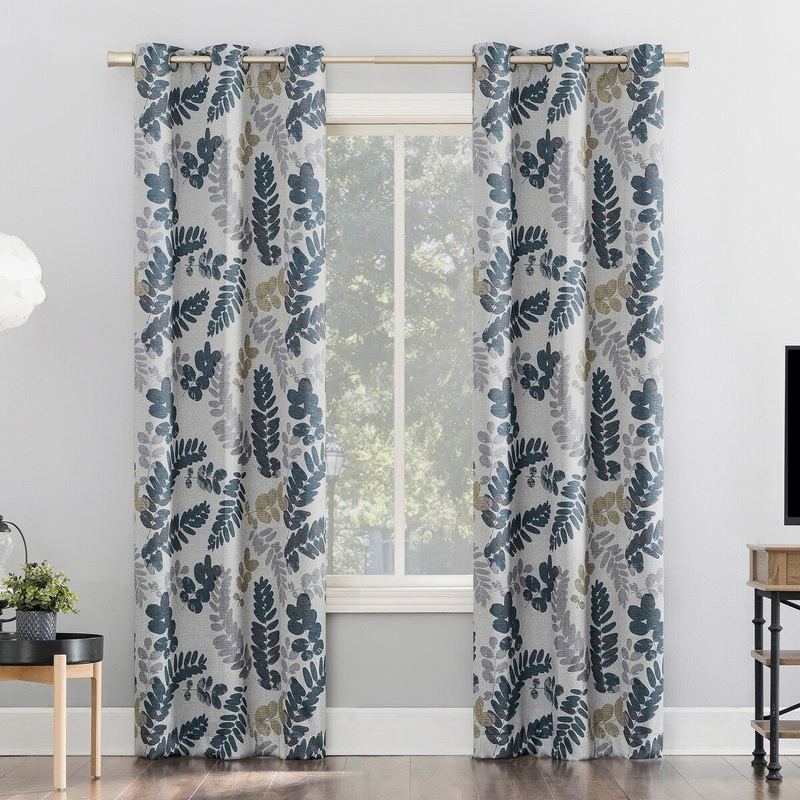 Sun Zero Alamea Botanical Print Theater Grade Total Blackout Grommet Curtain Panel, Single Panel