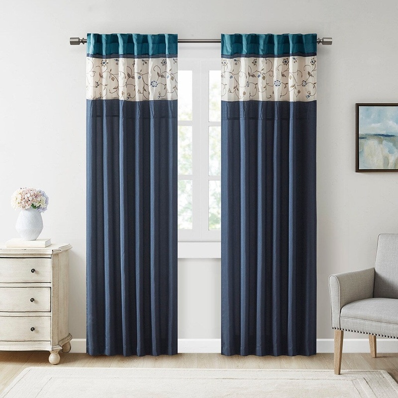 50'' x 84" Embroidered Curtain Panel (Single) - N/A