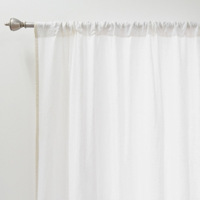 Aurora Home Belgian Flax Linen Border Detail Curtain Panel - N/A