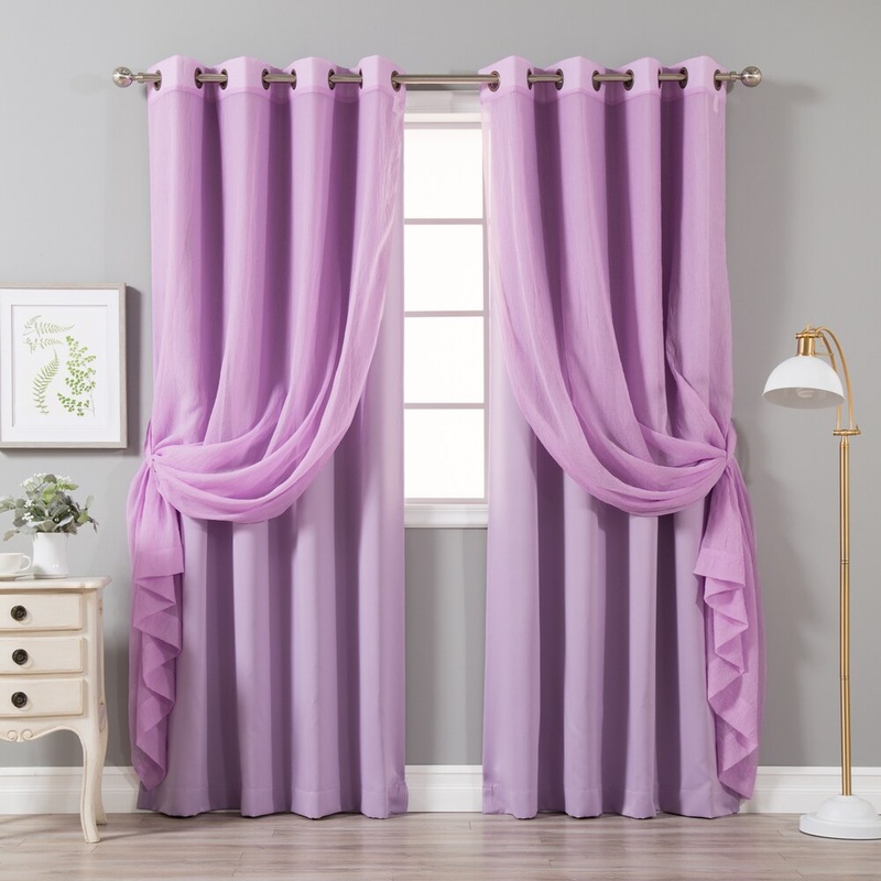 Aurora Home Mix & Match Crushed Voile & Solid Blackout 4 Piece Curtain Panel Set - 52 x 84