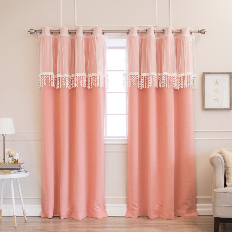 Aurora Home Mix & Match Leaf Fringe Valance and Blackout Curtain Panel Pair - 52x84