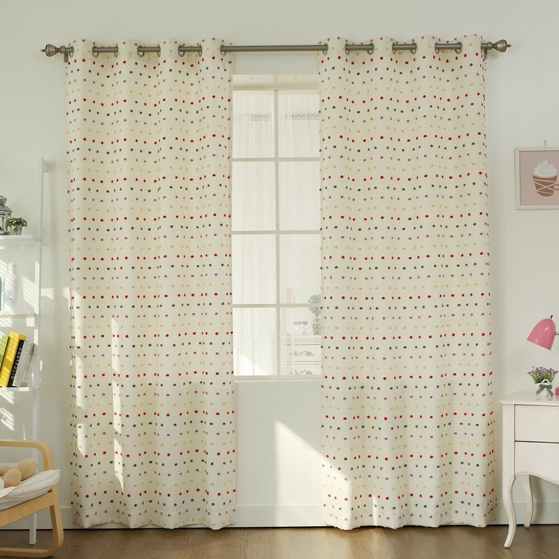 Aurora Home Multicolored Fuzzy Dot Grommet Curtain Panel Pair