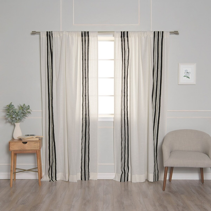 Aurora Home Varied Stripe Cotton Curtains - 84