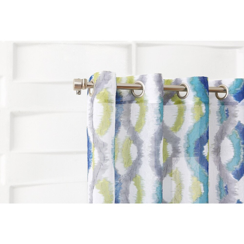 Caspian No. 918 Crushed Voile with a Geometric Watercolor Print Curtain Panel